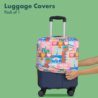 Art Of Abstract! Luggage Cover, 100% Organic Cotton Lycra, Medium Size, Pack of 1