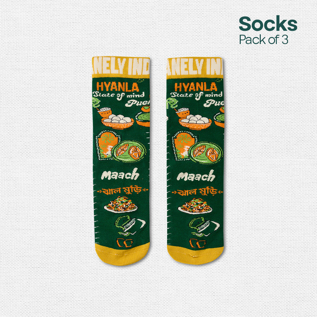 Insanely Bengal Feets! Unisex Socks, 100% Organic Cotton, Crew Length, Pack of 3