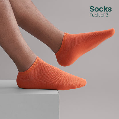 Dusky Dawn! Unisex Socks, 100% Organic Cotton, Ankle Length, Pack of 3