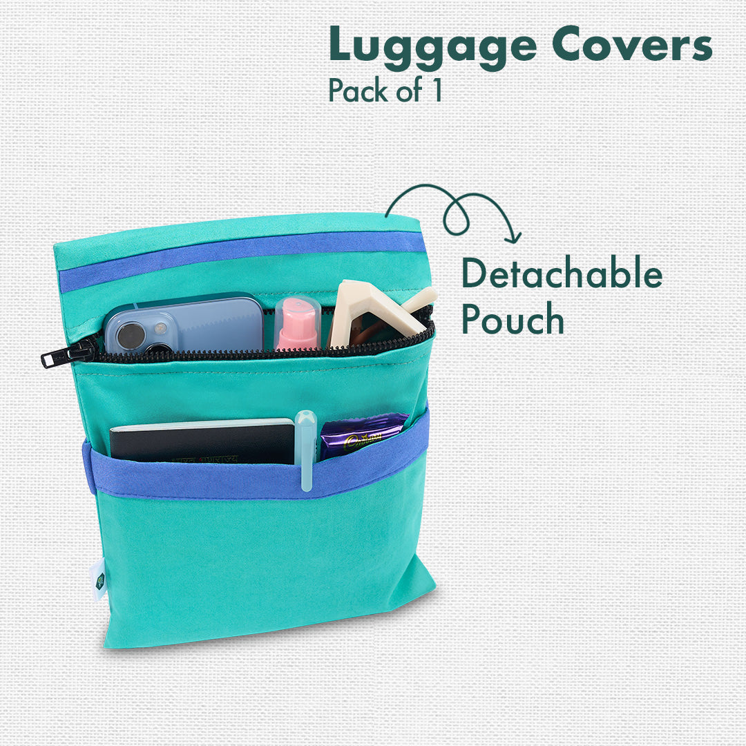 Glitching! Luggage Cover With Detachable Pouch, 100% Organic Cotton Lycra, Small Size, Pack of 1