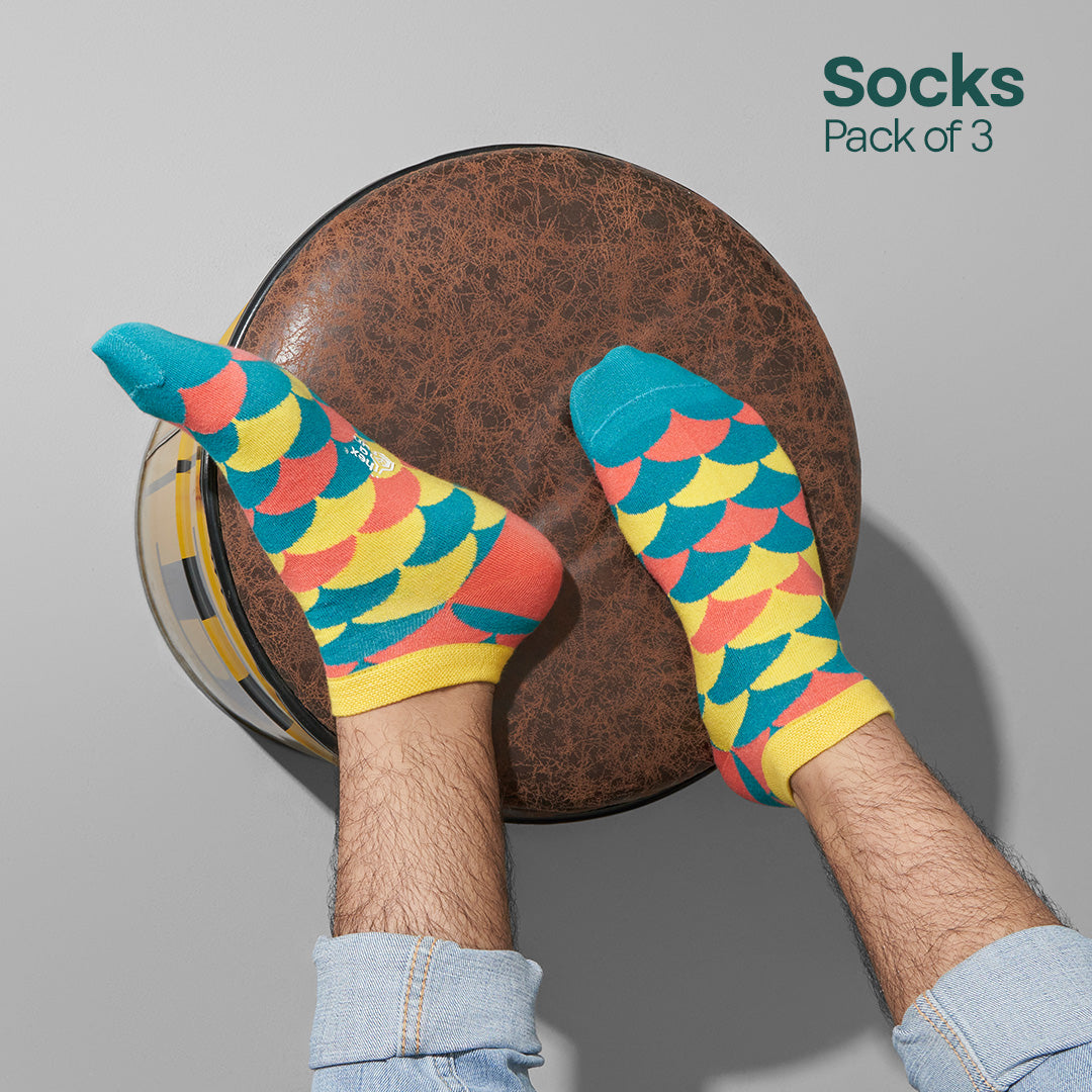 Shape My Day! Unisex Socks, 100% Organic Cotton, Ankle Length, Pack of 3