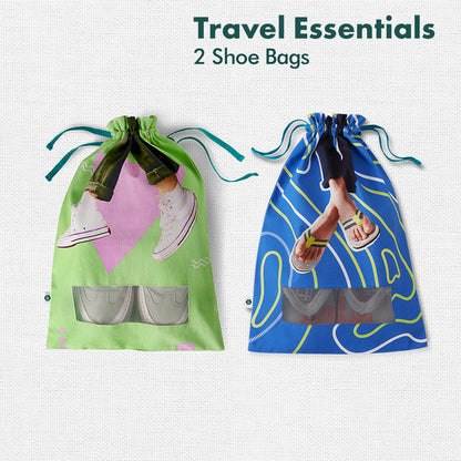 Groovy! Travel Essentials, 100% Sustainable Fabric, Pack of 15 + Free Travel Organizer, Large Size