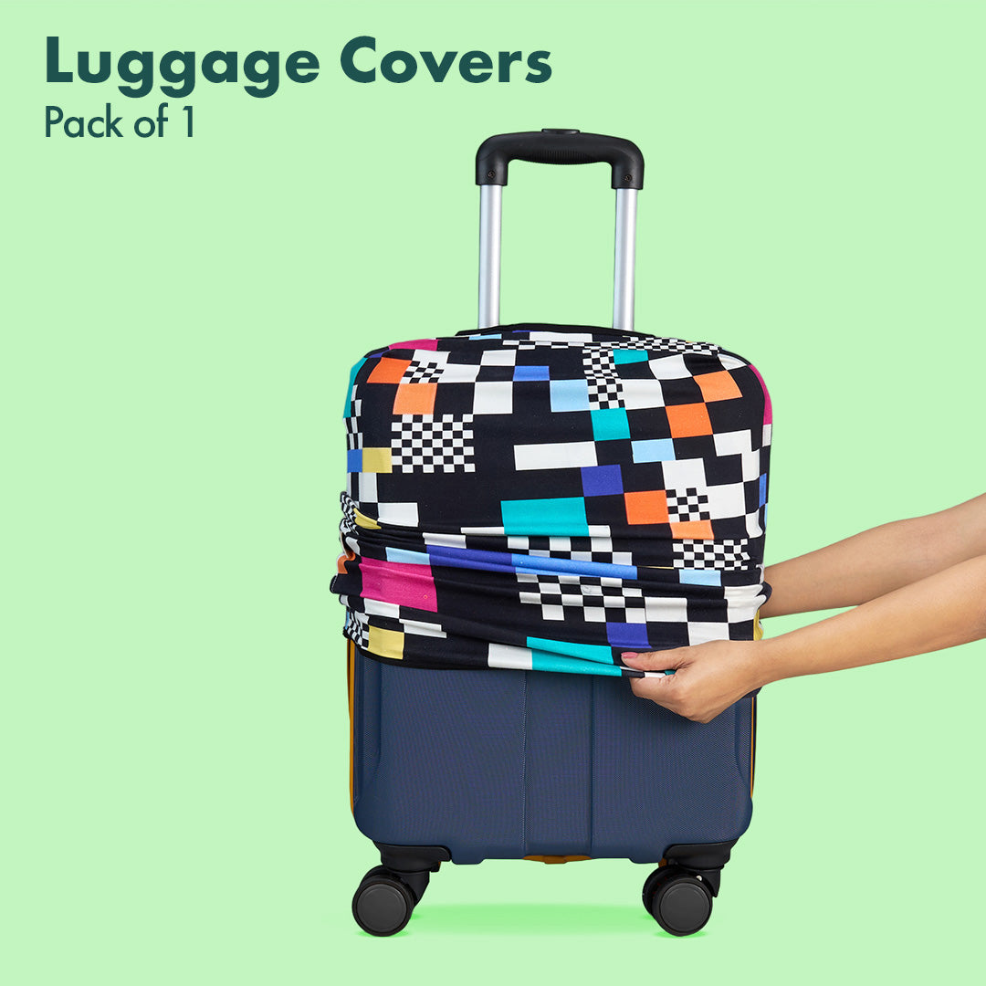 Glitching! Luggage Cover, 100% Organic Cotton Lycra, Large Size, Pack of 1