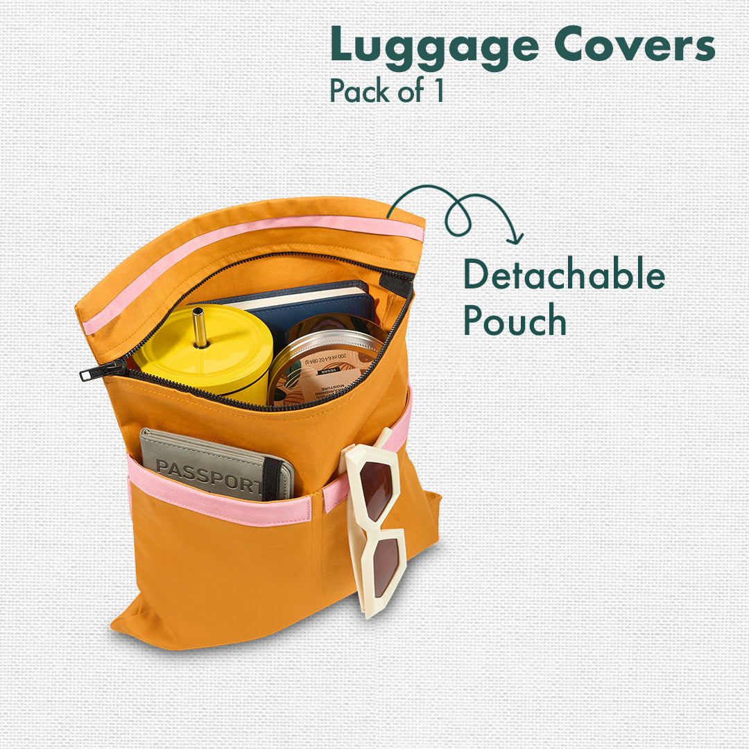 Stamp-ed! Luggage Cover With Detachable Pouch, 100% Organic Cotton Lycra, Large Size, Pack of 1