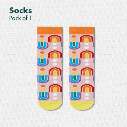 Circles Me Up! Unisex Kid's Socks, 100% Bamboo, Crew Length, Pack of 1