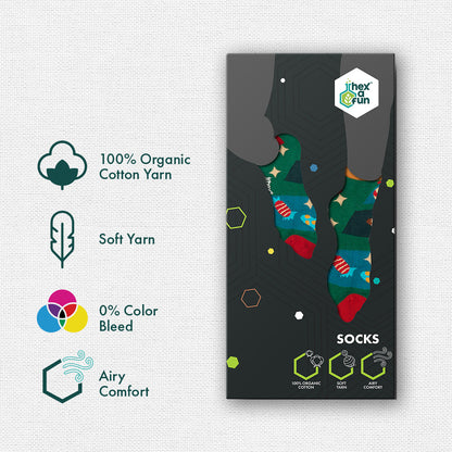 Holly Jolly! Unisex Socks, 100% Organic Cotton, Ankle Length, Pack of 1