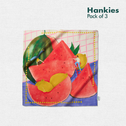 Juicy Drip! Unisex Hankies, 100% Organic Cotton, Pack of 3