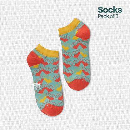 Tango! Unisex Socks, 100% Organic Cotton, Ankle Length, Pack of 3