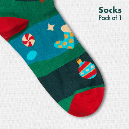 Holly Jolly! Unisex Socks, 100% Organic Cotton, Crew Length, Pack of 1