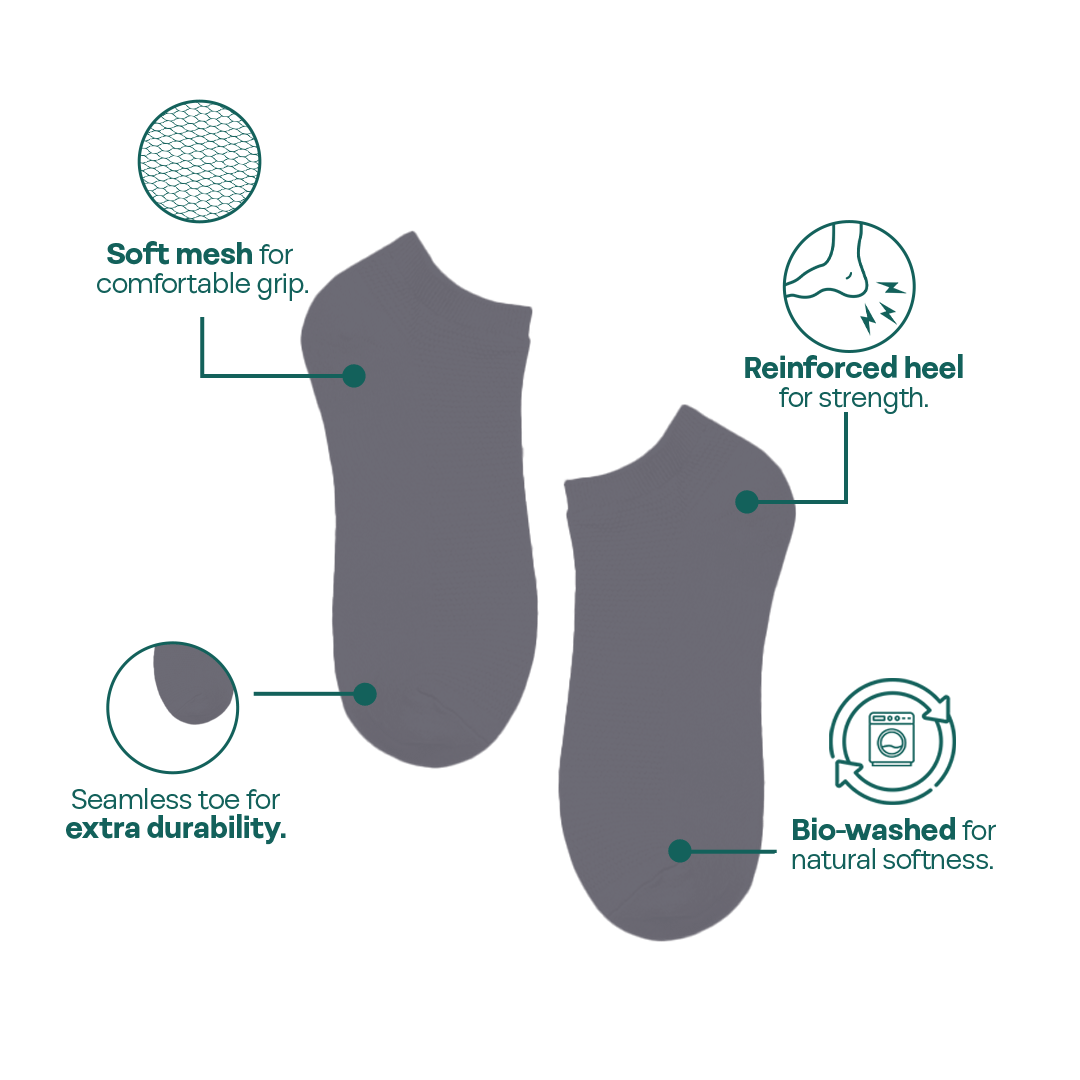 Charcoal Grey! Unisex Socks, 100% Cotton, Ankle Length, Pack of 1