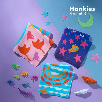 Nature Wonders! Unisex Kid's Hankies, 100% Organic Cotton, Pack of 3