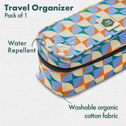 Retro Pixel, Travel Organizer, 100% Organic Cotton, Medium Size, Pack of 1