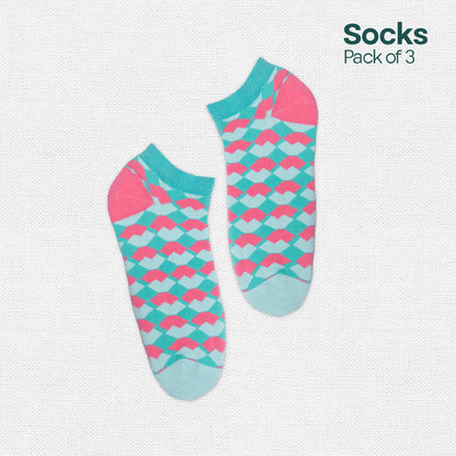 Shape My Day! Unisex Socks, 100% Organic Cotton, Ankle Length, Pack of 3
