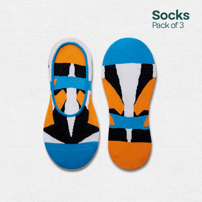 Fun Friday! Unisex Socks, 100% Organic Cotton, No Show, Pack of 3