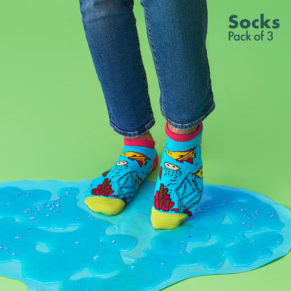 Aqua-world! Unisex Socks, 100% Bamboo, Ankle Length, Pack of 3