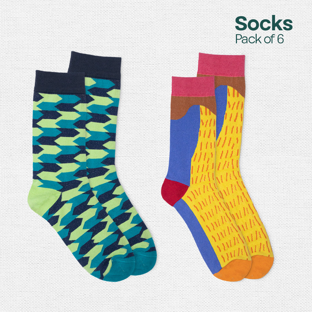 Break The Pattern! Unisex Socks, 100% Organic Cotton, Crew Length, Pack of 6