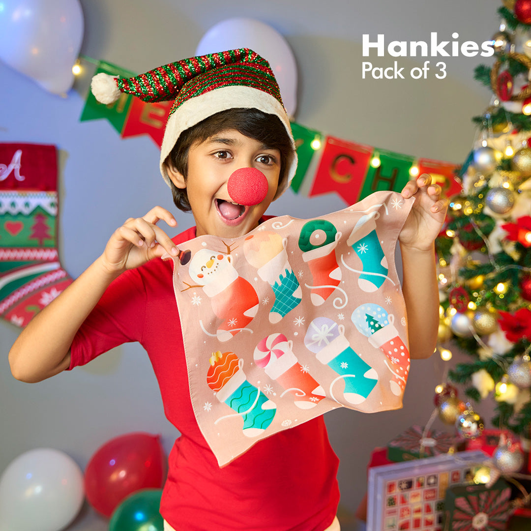 Sant-astic! Unisex Kid's Hankies, 100% Organic Cotton, Pack of 3