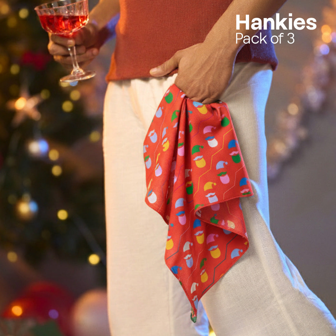 Snow Kiss! Unisex Hankies, 100% Organic Cotton, Pack of 3