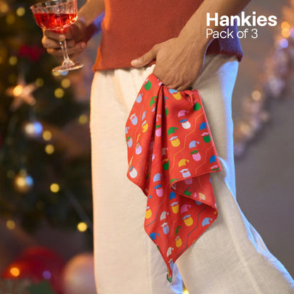 Snow Kiss! Unisex Hankies, 100% Organic Cotton, Pack of 3