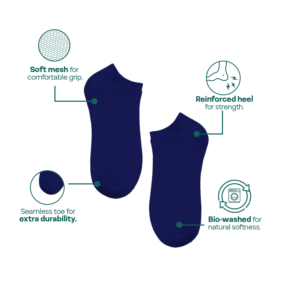 Navy Blue! Unisex Socks, 100% Cotton, Ankle Length, Pack of 1
