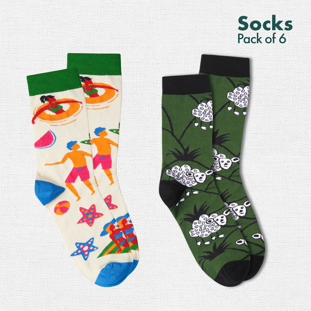 Strike A Pose! Unisex Socks, 100% Bamboo, Crew Length, Pack of 6