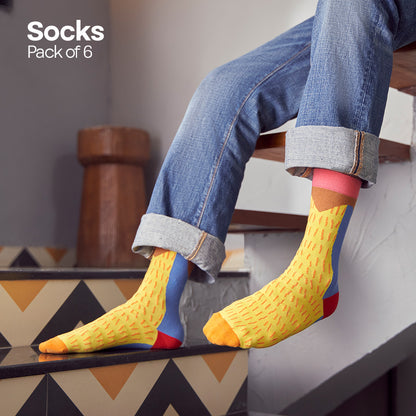 Break The Pattern! Unisex Socks, 100% Organic Cotton, Crew Length, Pack of 6