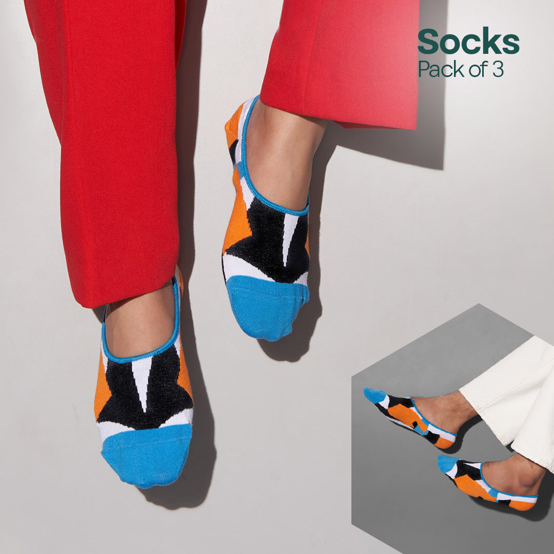 Fun Friday! Unisex Socks, 100% Organic Cotton, No Show, Pack of 3