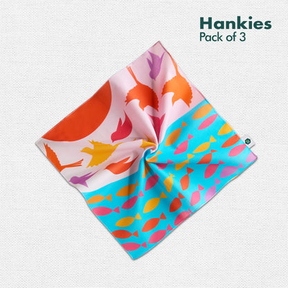 Nature Wonders! Unisex Kid's Hankies, 100% Organic Cotton, Pack of 3