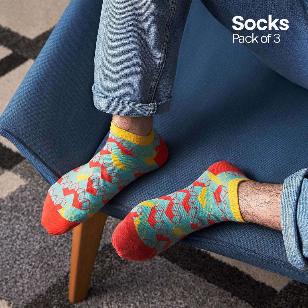 Tango! Unisex Socks, 100% Organic Cotton, Ankle Length, Pack of 3