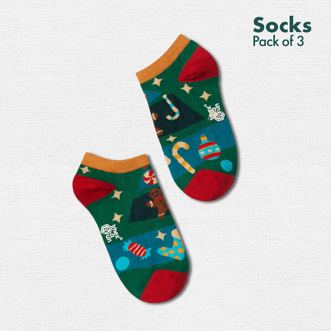 Merry-fied! Unisex Socks, 100% Organic Cotton, Ankle Length, Pack of 3