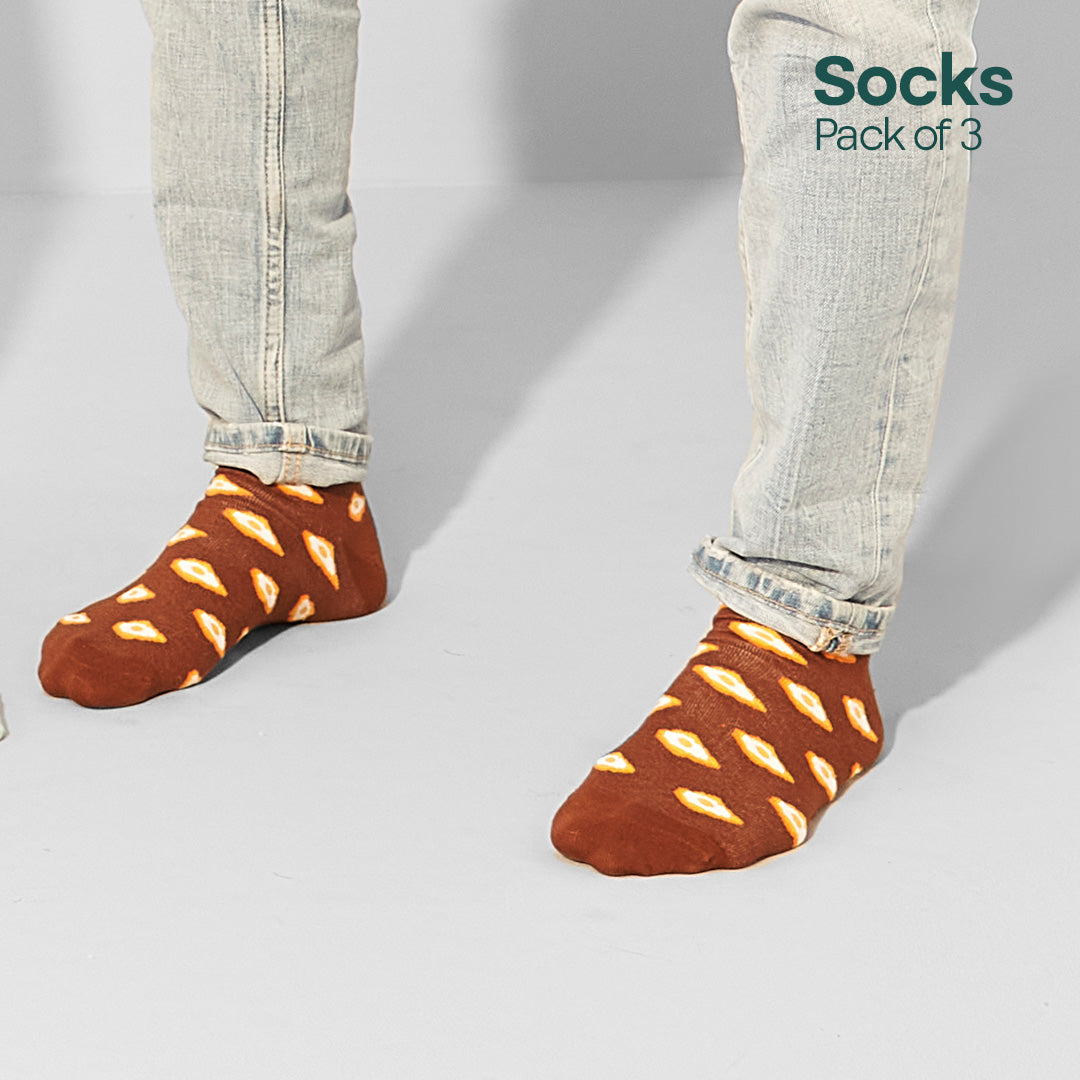 Sole Food! Unisex Socks, 100% Organic Cotton, Ankle Length, Pack of 3