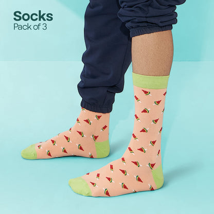 Guac 'n' roll! Unisex Socks, 100% Organic Cotton, Crew Length, Pack of 3