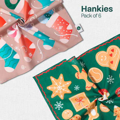 Holiday Hugs! Unisex Kid's Hankies, 100% Organic Cotton, Pack of 6