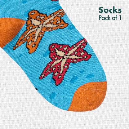 Starfish! Unisex Kid's Socks, 100% Bamboo, Crew Length, Pack of 1