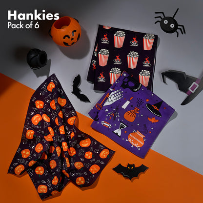 Spooky Vibes! Unisex Hankies, 100% Organic Cotton, Pack of 6