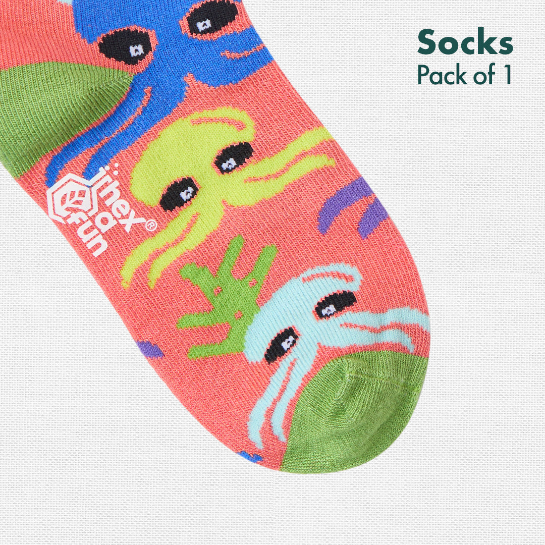 Octopus Heads! Unisex Kid's Socks, 100% Bamboo, Crew Length, Pack of 1