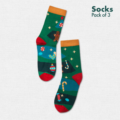 Merry-fied! Unisex Socks, 100% Organic Cotton, Crew Length, Pack of 3