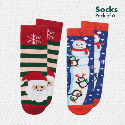 Merry Madness! Unisex Kid's Socks, 100% Bamboo, Crew Length, Pack of 6