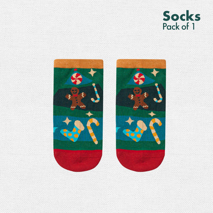 Holly Jolly! Unisex Socks, 100% Organic Cotton, Ankle Length, Pack of 1