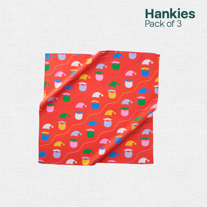 Snow Kiss! Unisex Hankies, 100% Organic Cotton, Pack of 3