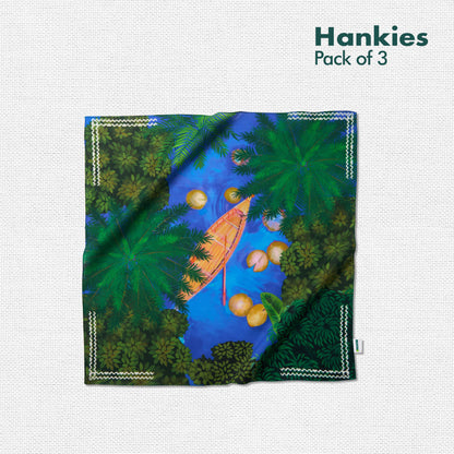 Tropic Tease! Unisex Hankies, 100% Organic Cotton, Pack of 3