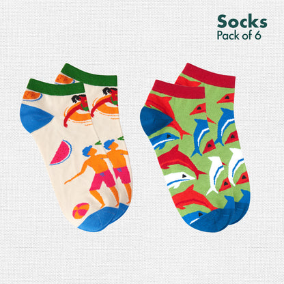 Strike A Pose! Unisex Socks, 100% Bamboo, Ankle Length, Pack of 6