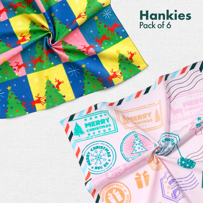 Xmas Groove! Unisex Hankies, 100% Organic Cotton, Pack of 6