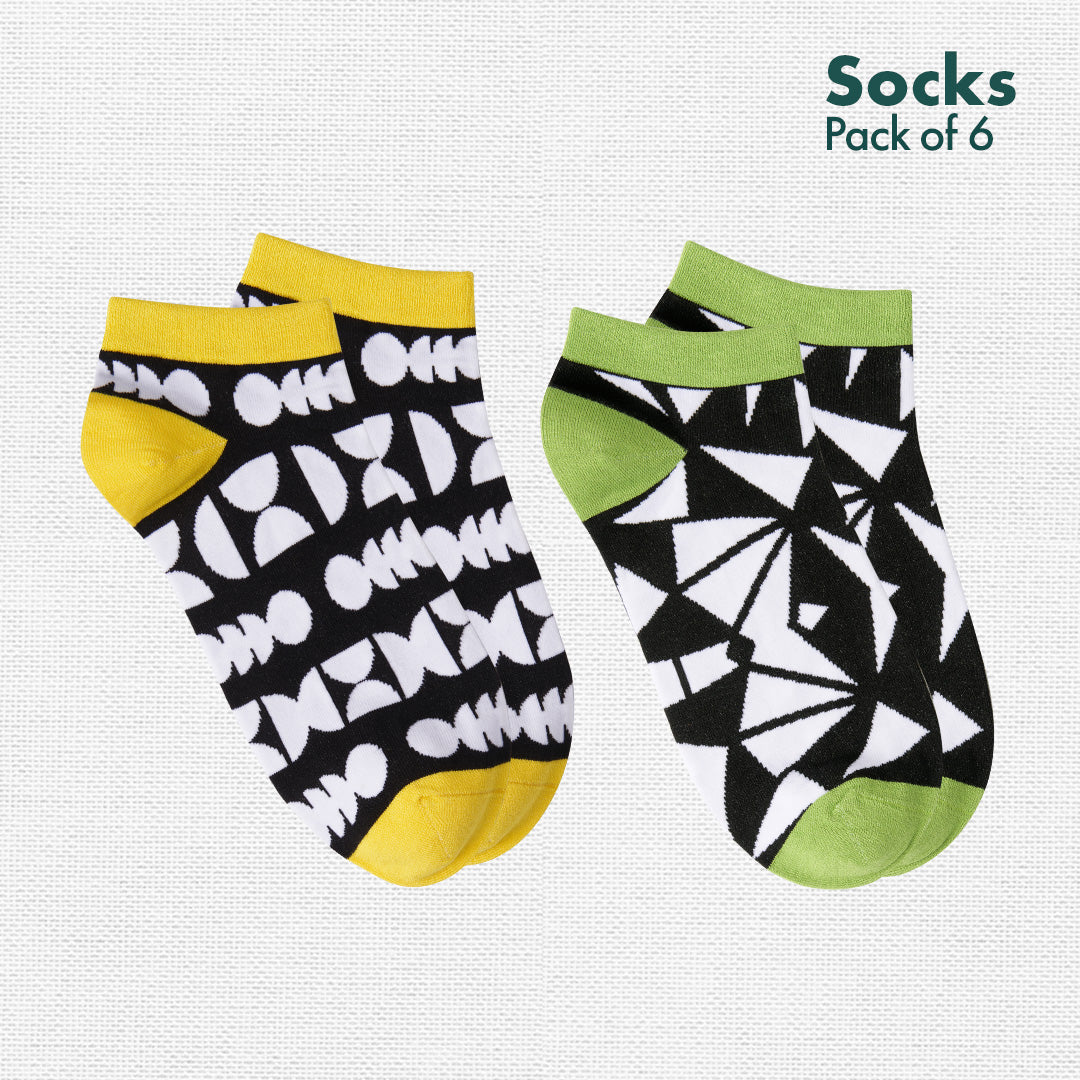 Power Up! Unisex Socks, 100% Bamboo, Ankle Length, Pack of 6