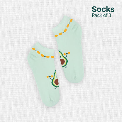 Sole Food! Unisex Socks, 100% Organic Cotton, Ankle Length, Pack of 3