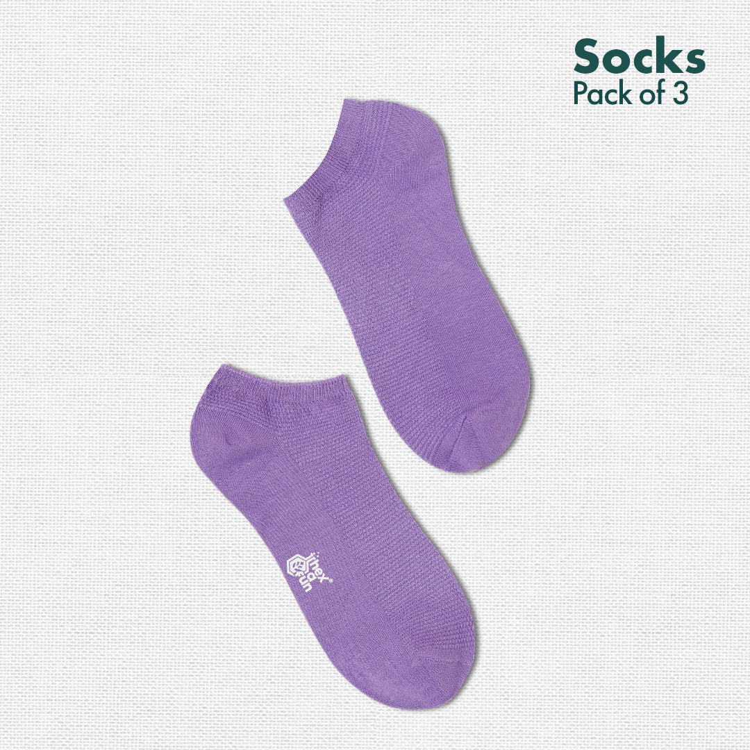 Blackcurrant Bliss! Unisex Socks, 100% Organic Cotton, Ankle Length, Pack of 3