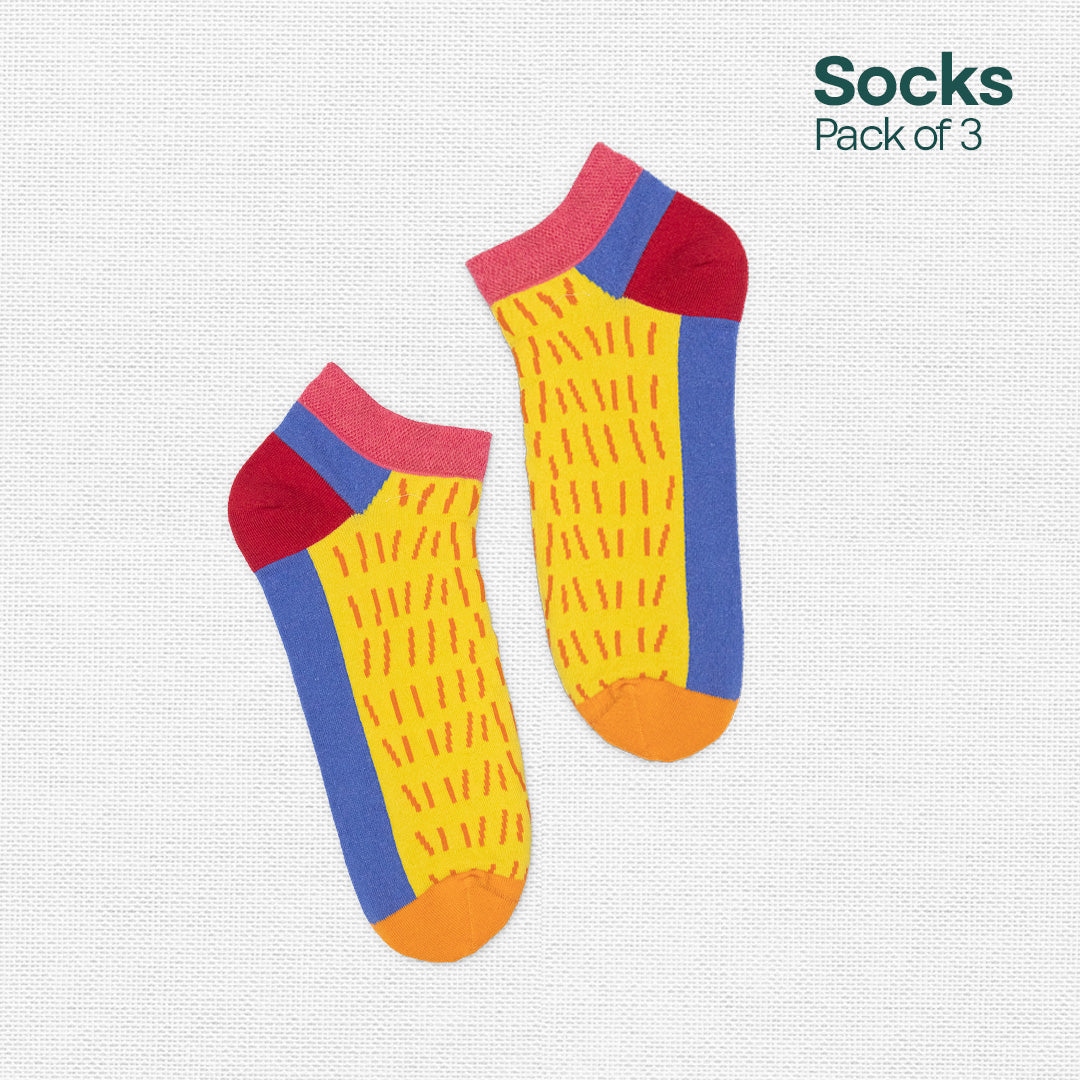 Shape My Day! Unisex Socks, 100% Organic Cotton, Ankle Length, Pack of 3