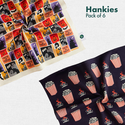 Spooky Vibes! Unisex Hankies, 100% Organic Cotton, Pack of 6