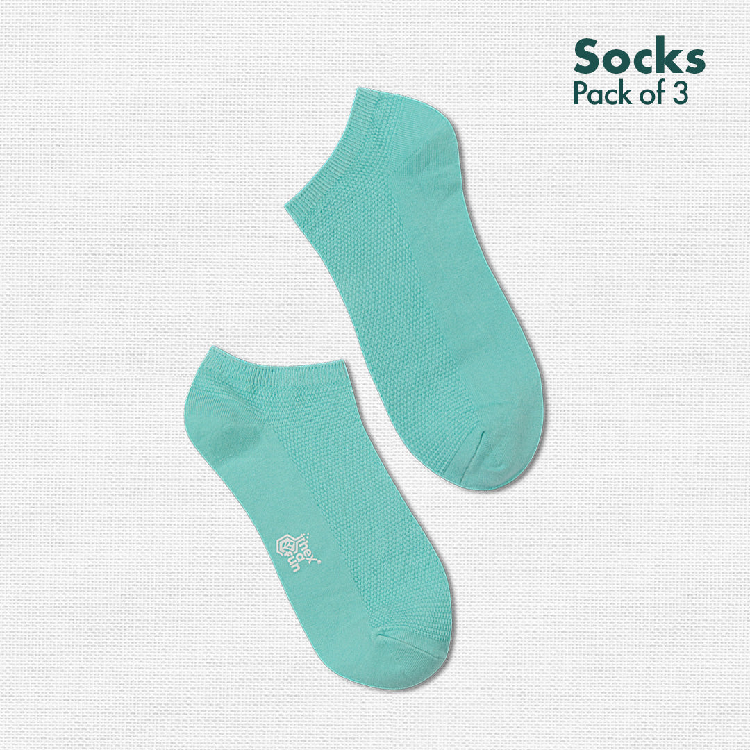 Sky-light! Unisex Socks, 100% Organic Cotton, Ankle Length, Pack of 3