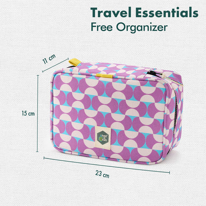 Retro! Travel Essentials, 100% Sustainable Fabric, Pack of 15 + Free Travel Organizer, Large Size